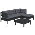 Muebles de jardín 5 pzas con cojines negro madera de