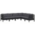 Muebles de jardín 6 pzas y cojines negro madera maciza de