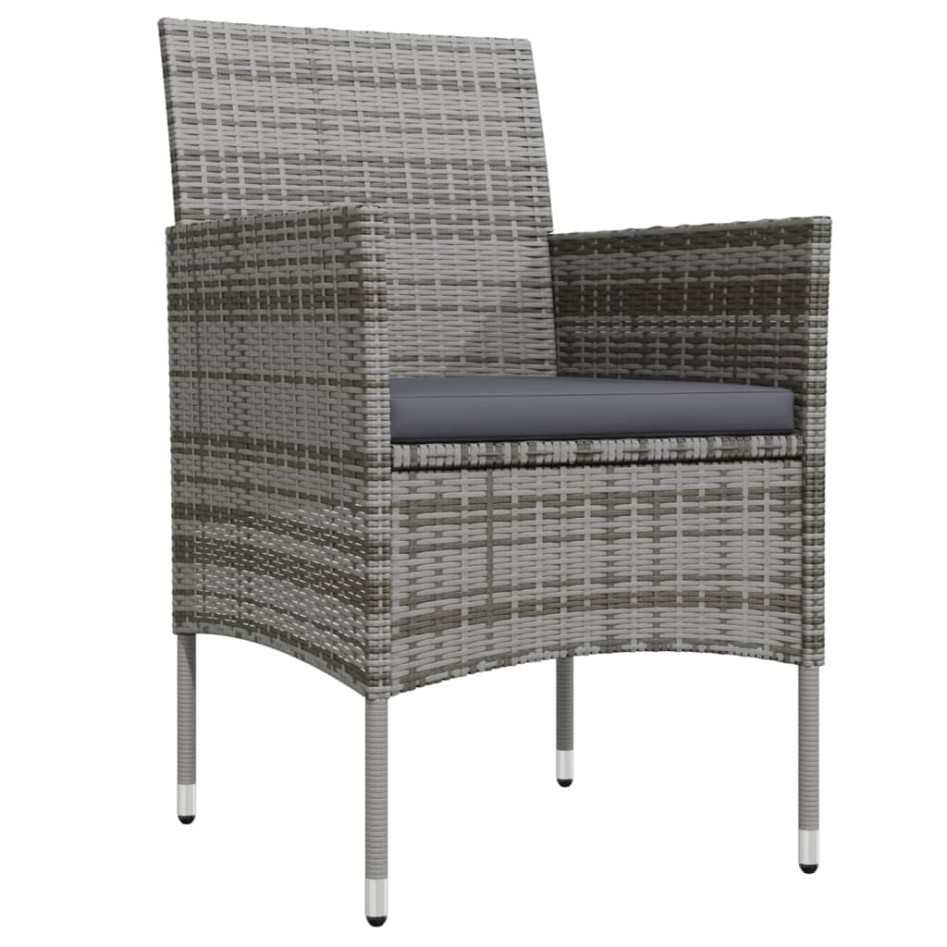 Juego de comedor de jardín 7 piezas con cojines gris y