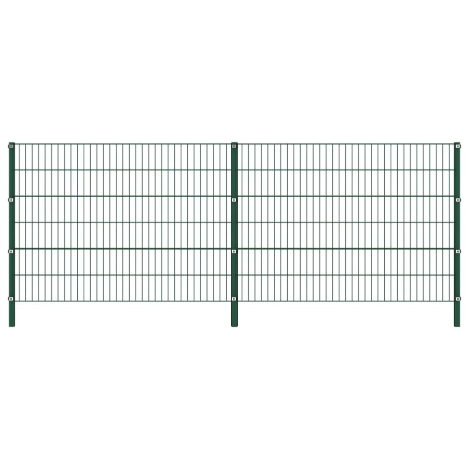 Panel de valla con postes de hierro verde 3,4x1,2