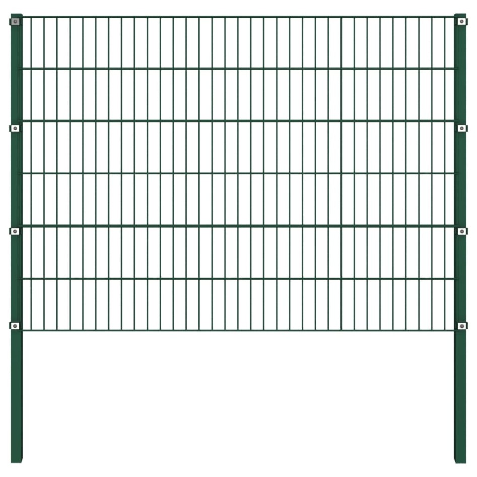 Panel de valla con postes de hierro verde 3,4x1,2