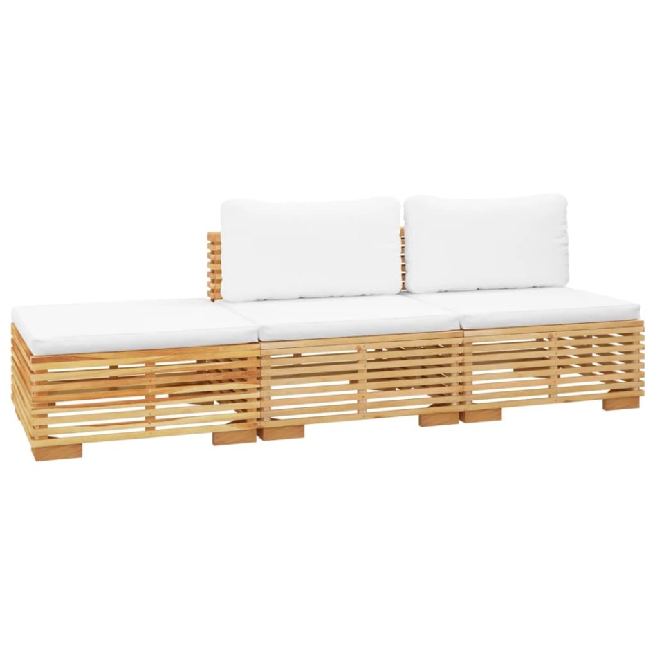 Juego muebles de jardín 3 piezas y cojines madera maciza