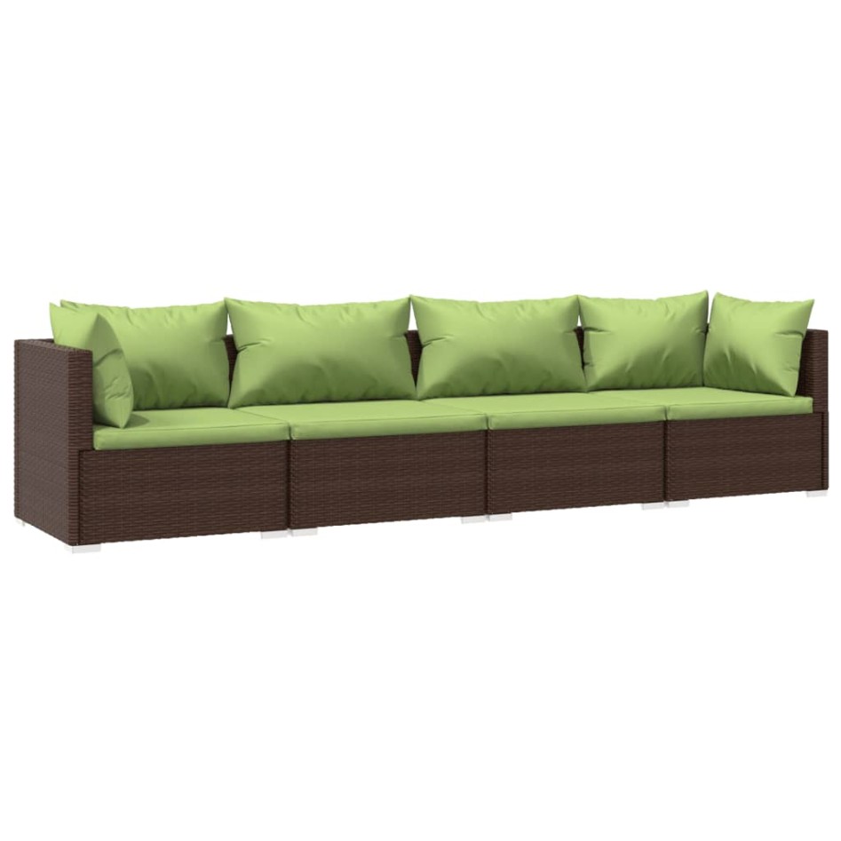 Set muebles de jardín 4 piezas y cojines ratán sintético