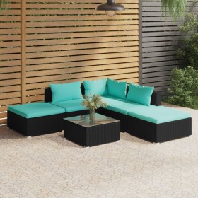 Set de muebles de jardín 6 pzas y cojines ratán sintético