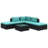 Set de muebles de jardín 6 pzas y cojines ratán sintético