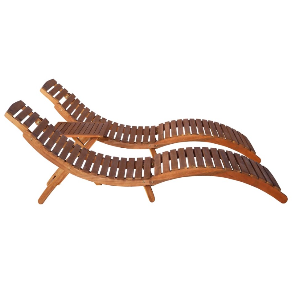 Set de tumbonas con mesita 3 piezas madera maciza de