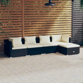 Set de muebles de jardín 5 pzas y cojines ratán sintético
