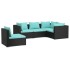 Set de muebles de jardín 5 pzas y cojines ratán sintético