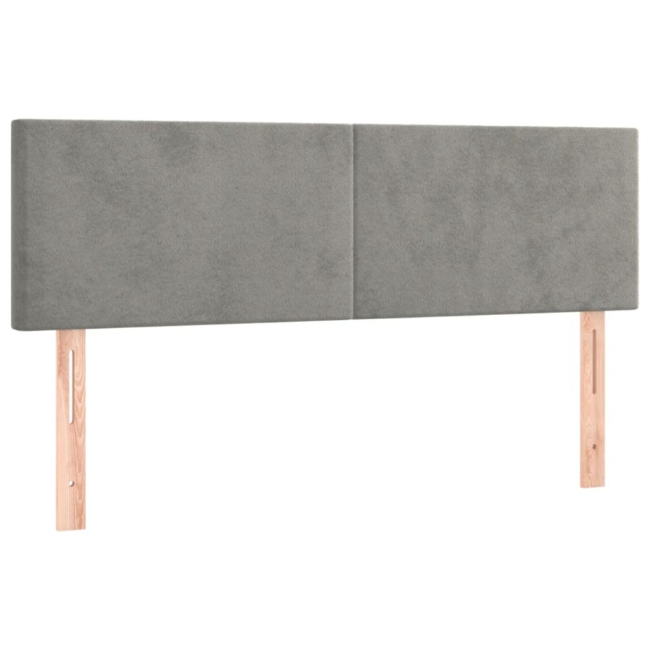 Cama box spring con colchón terciopelo gris claro 140x190