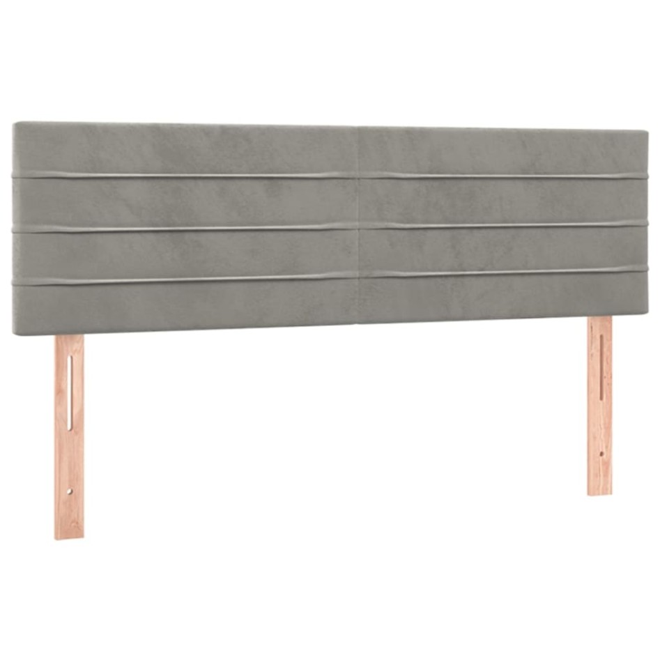 Cama box spring con colchón terciopelo gris claro 140x190