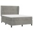 Cama box spring con colchón terciopelo gris claro 140x190