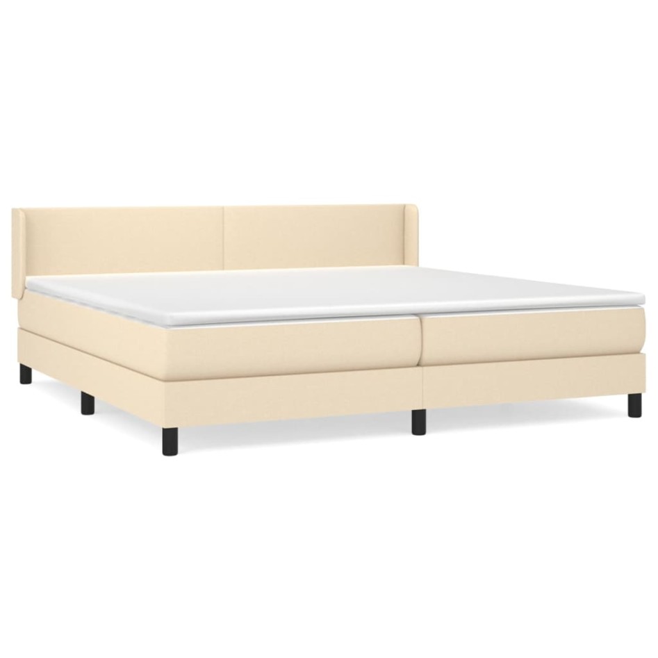 Cama box spring con colchón tela color crema 200x200