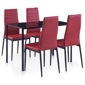 Conjunto de mesa y sillas de comedor 5 piezas color vino