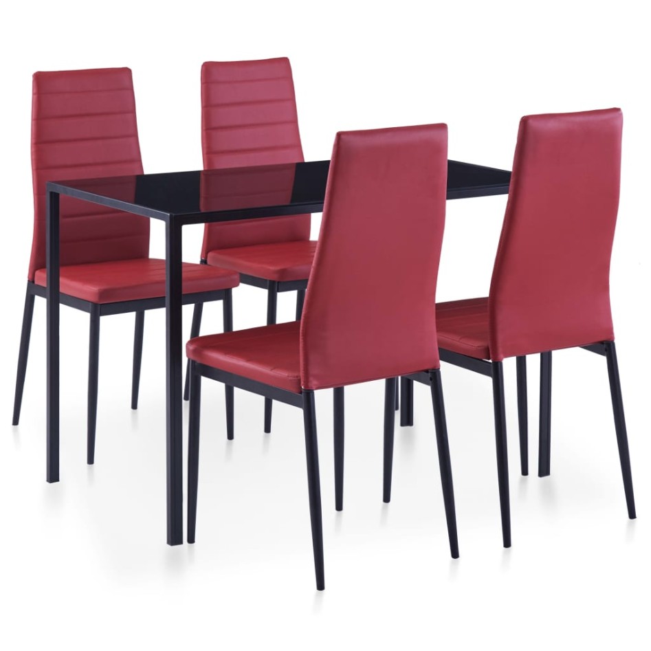 Conjunto de mesa y sillas de comedor 5 piezas color vino