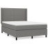 Cama box spring con colchón tela gris oscuro 140x200
