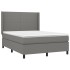 Cama box spring con colchón tela gris oscuro 140x200