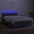 Cama box spring colchón y luces LED tela gris oscuro 140x200