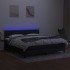 Cama box spring colchón y luces LED tela negro 160x200