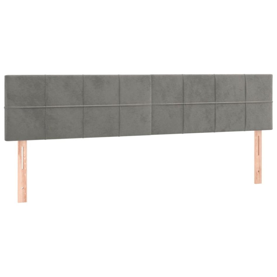Cama box spring colchón y LED terciopelo gris claro 180x200