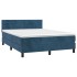 Cama box spring colchón y LED terciopelo azul oscuro 140x200