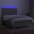 Cama box spring colchón y luces LED tela gris claro 140x200