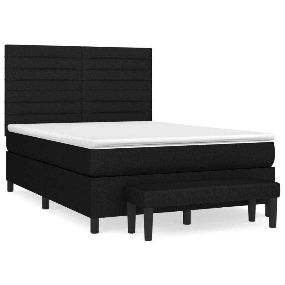 Cama box spring con colchón tela negro 140x200
