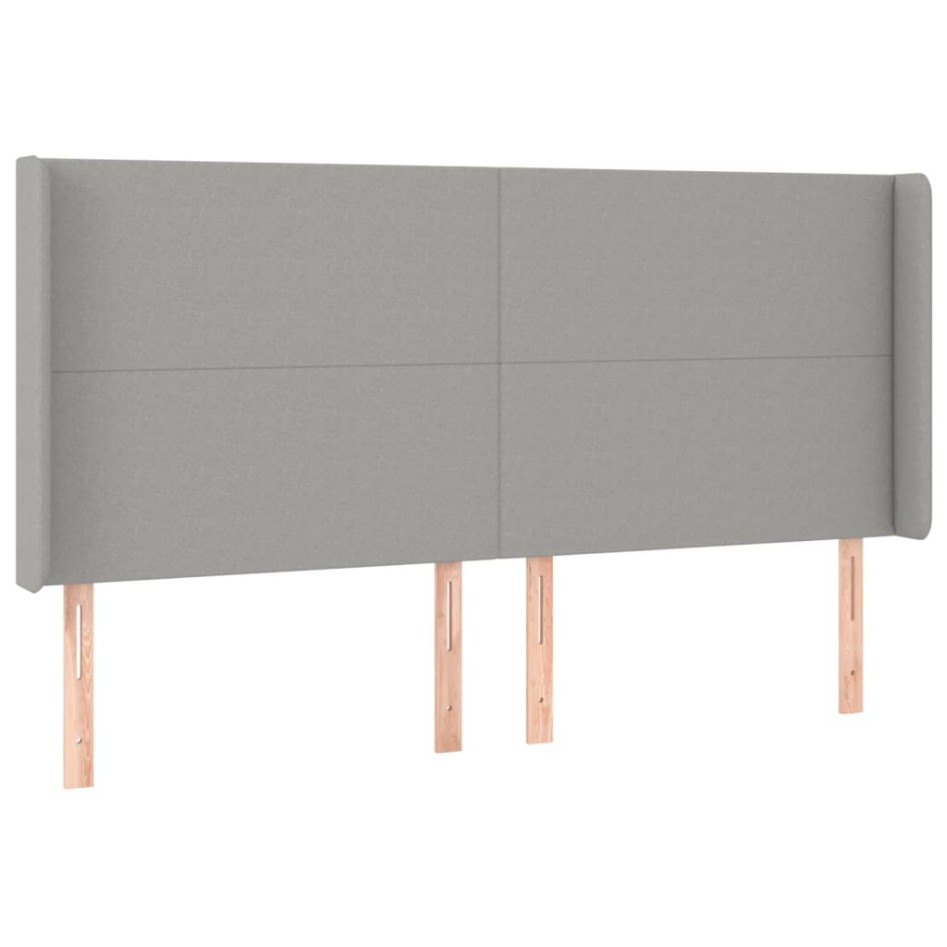Cama box spring colchón y luces LED tela gris claro 160x200