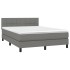 Cama box spring con colchón tela gris oscuro 140x190