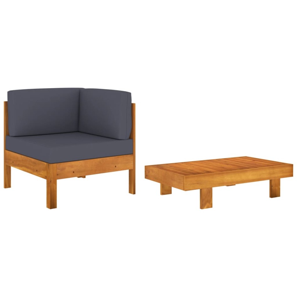 Muebles de jardín 2 pzas cojines madera acacia gris