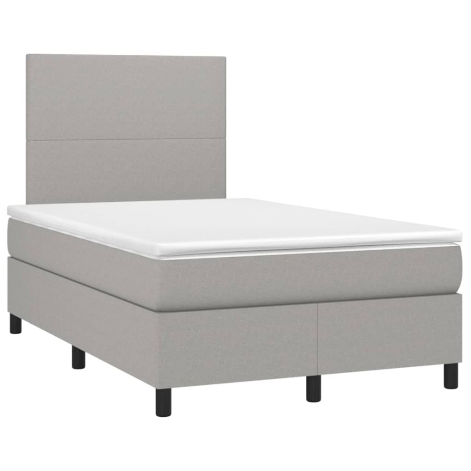 Cama box spring con colchón tela gris claro 120x200