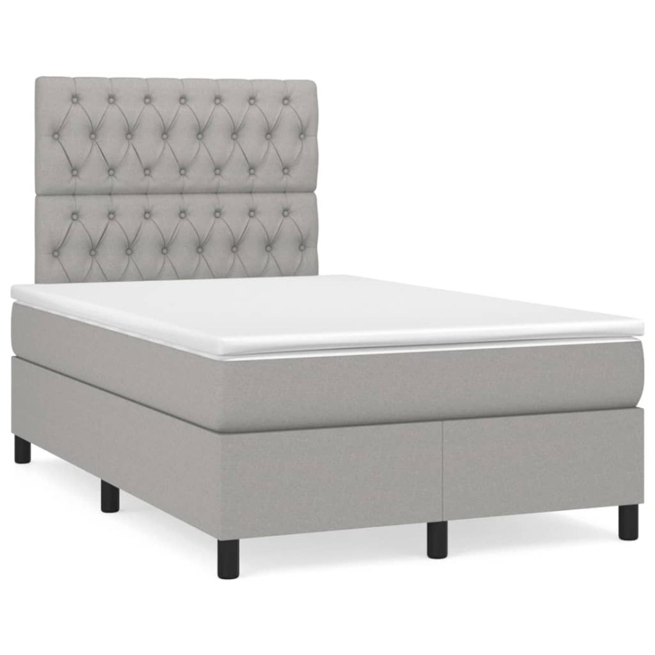 Cama box spring con colchón tela gris claro 120x200