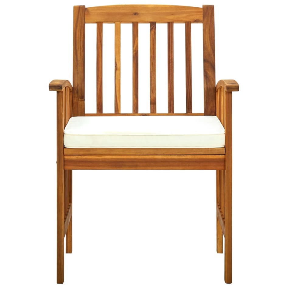 Sillas de comedor jardín 3 uds con cojines madera maciza