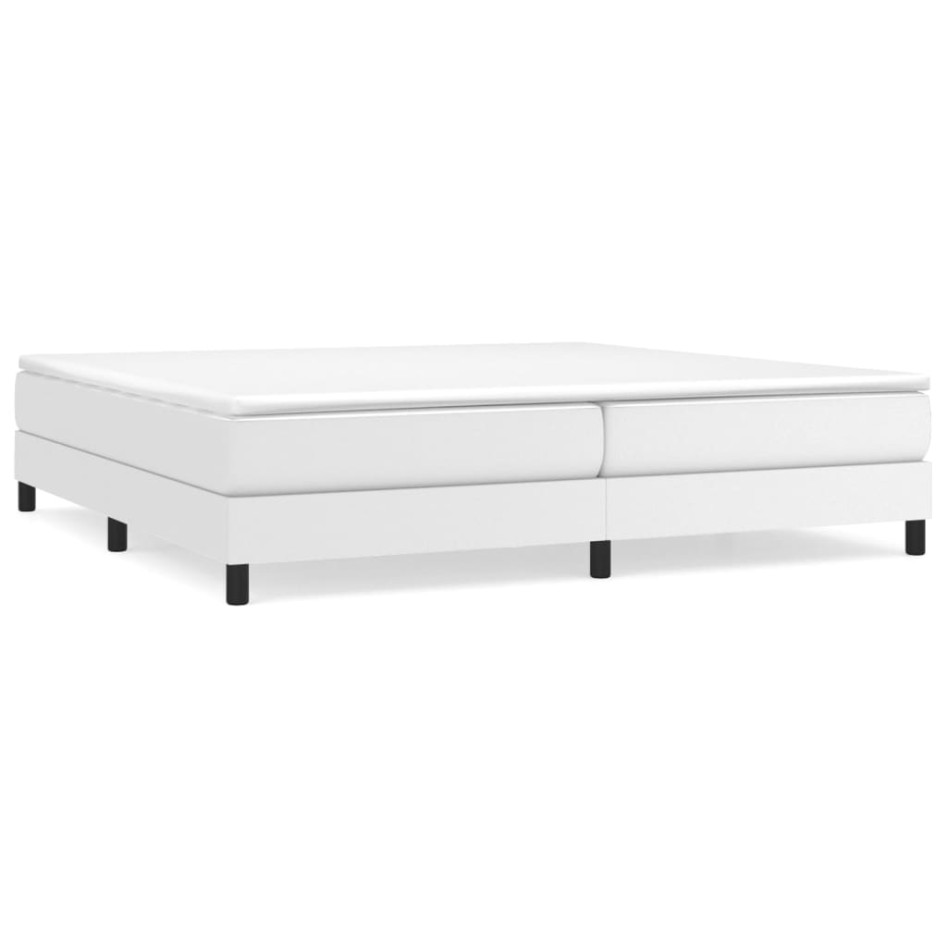 Cama box spring con colchón cuero sintético blanco 200x200