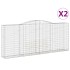 Cestas de gaviones 2 uds forma de arco hierro 400x50x160/180