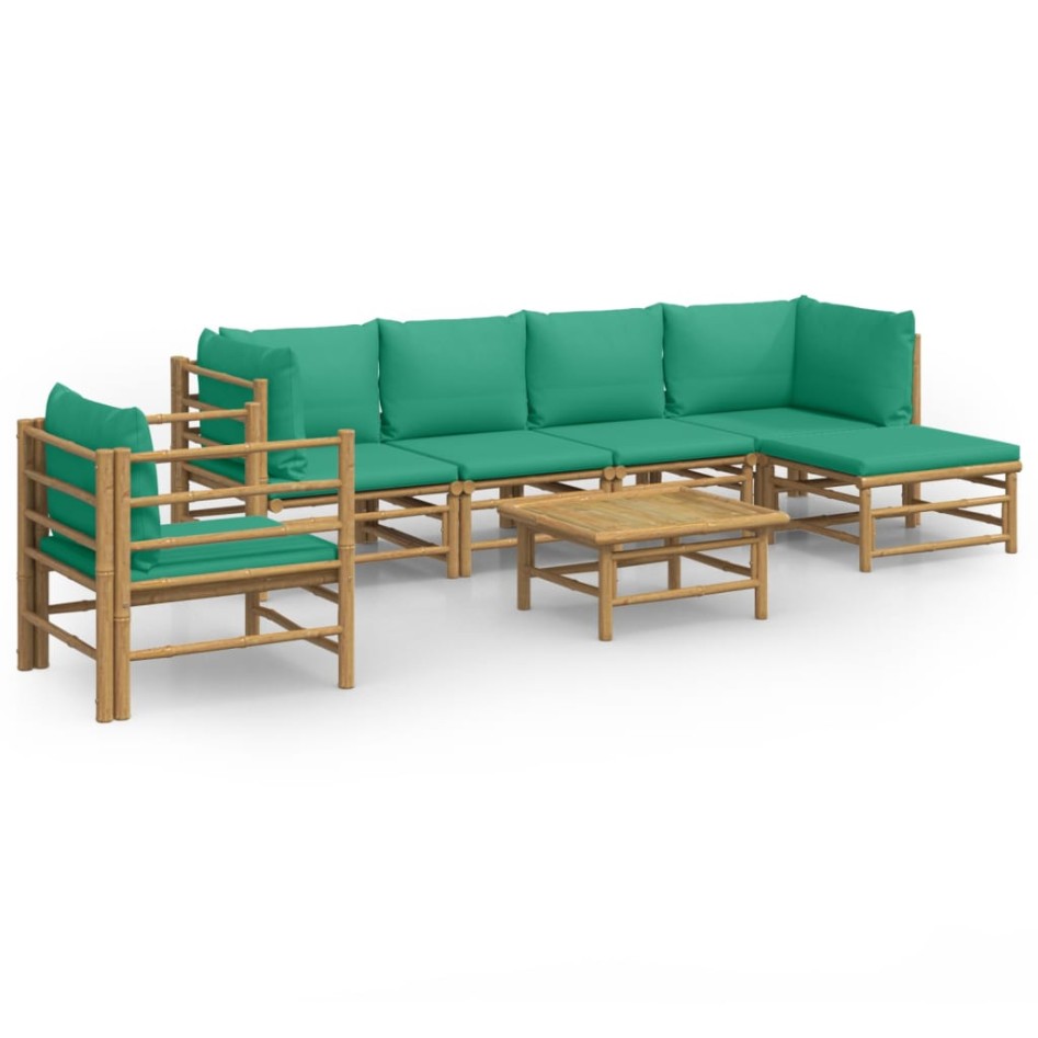 Set de muebles de jardín 7 piezas bambú con cojines