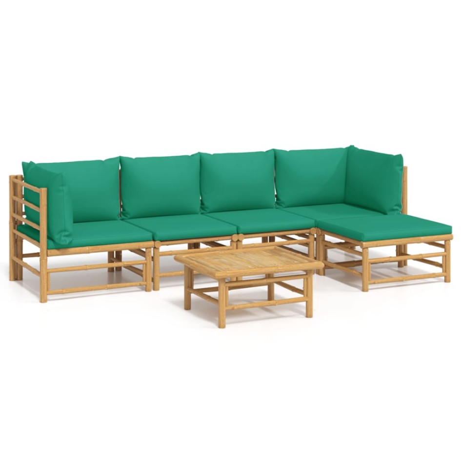 Set de muebles de jardín 6 piezas bambú con cojines
