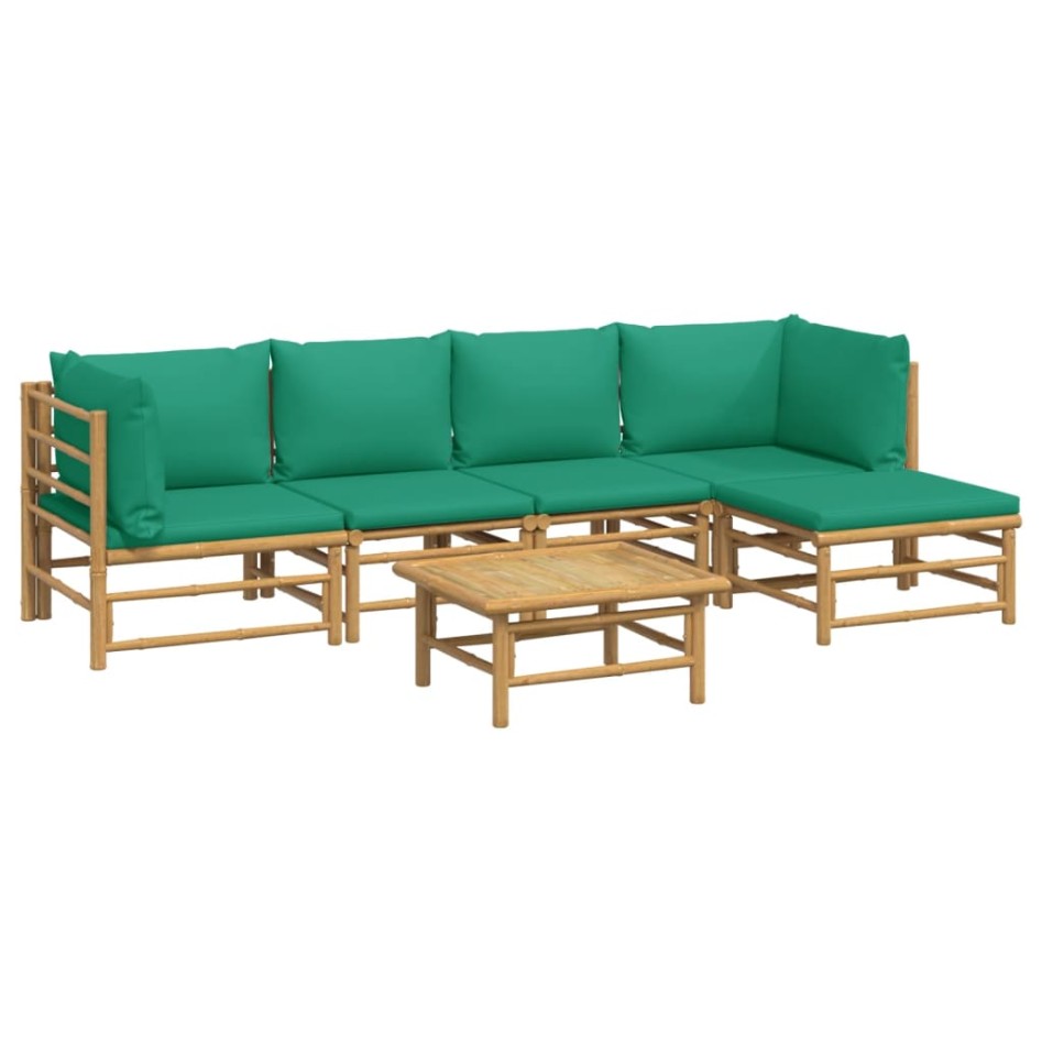 Set de muebles de jardín 6 piezas bambú con cojines