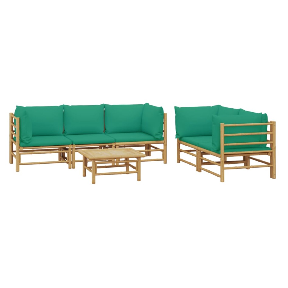 Set de muebles de jardín 6 piezas bambú con cojines