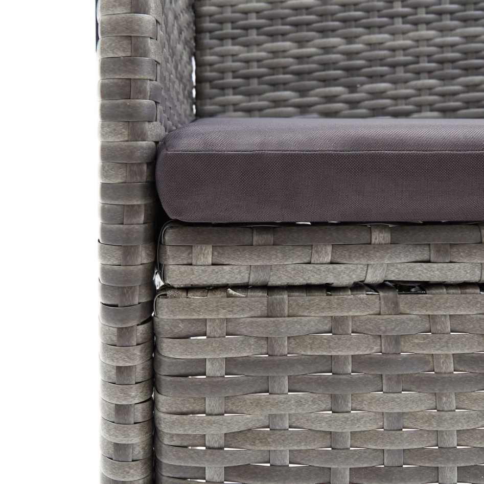 Juego de comedor de jardín 7 piezas con cojines gris y