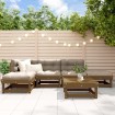 Juego muebles jardín 6 pzas y cojines madera maciza marrón miel