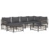 Set muebles de jardín 7 pzas y cojines ratán PE gris