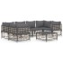 Set muebles de jardín 7 pzas y cojines ratán PE gris