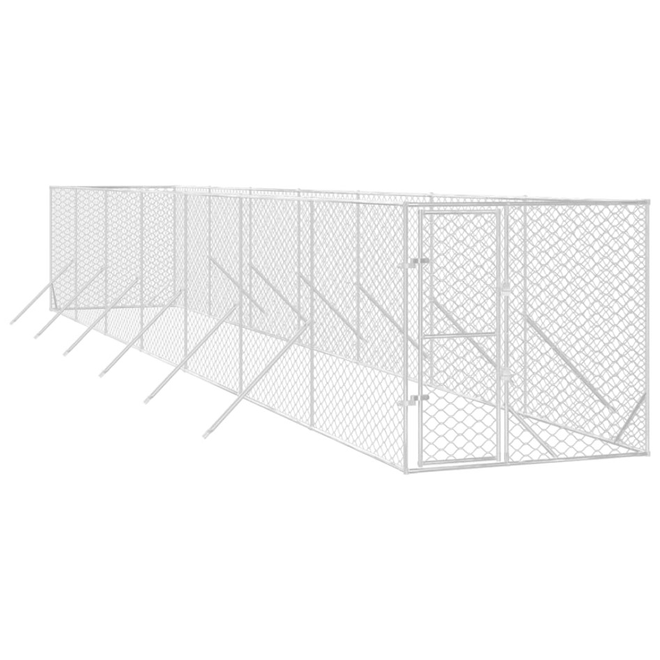 Perrera de exterior acero galvanizado plateado 2x14x2