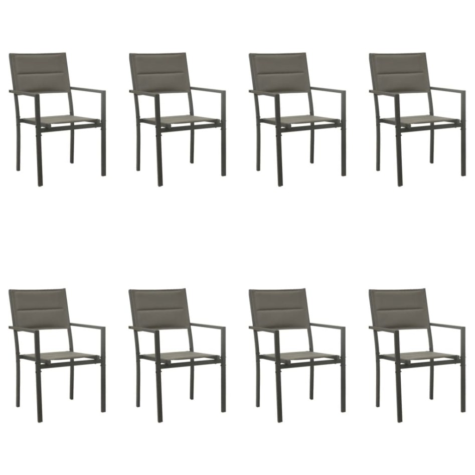 Juego de comedor para jardín 9 piezas acero y textilene