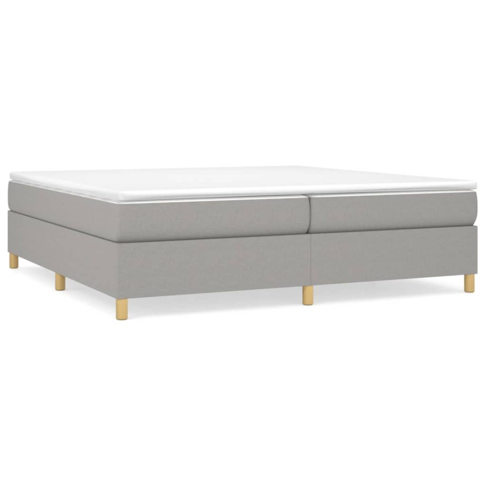 Cama box spring con colchón tela gris claro 200x200