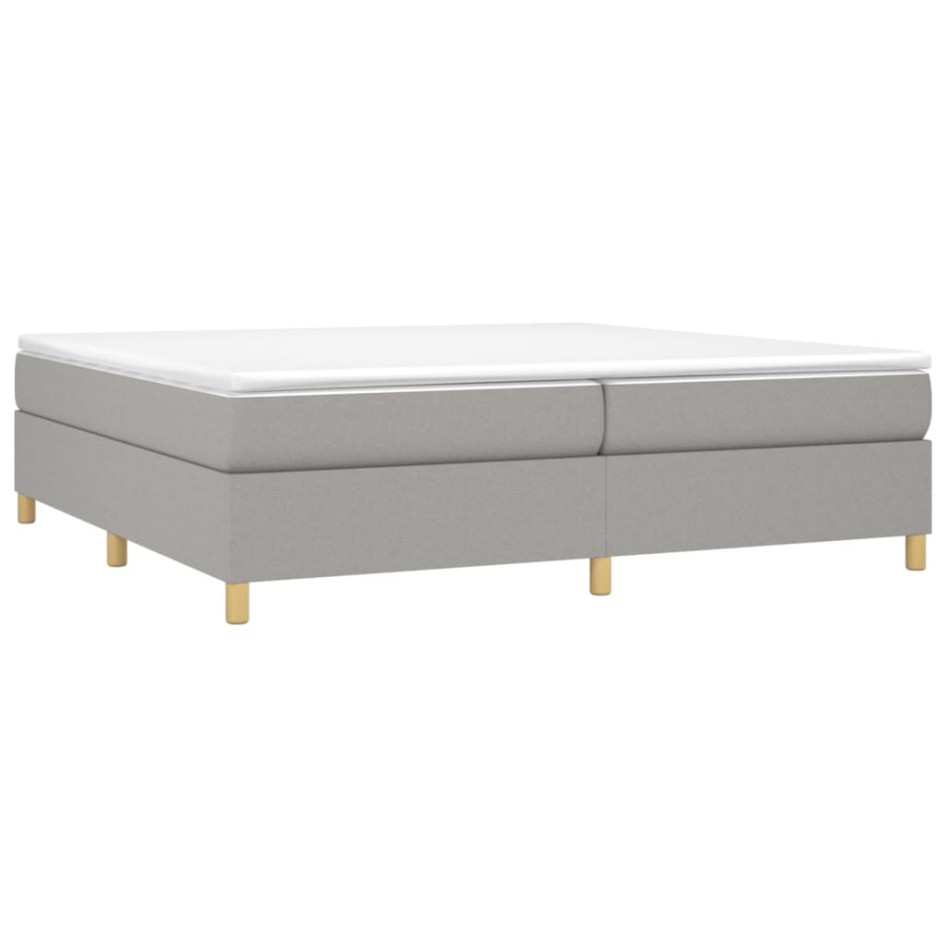 Cama box spring con colchón tela gris claro 200x200