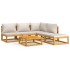 Set muebles de jardín 6 pzas madera maciza y cojines gris