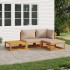 Set muebles de jardín 4 pzas madera maciza y cojines gris