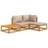 Set muebles de jardín 4 pzas madera maciza y cojines gris