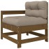 Juego muebles jardín 6 pzas y cojines madera maciza marrón